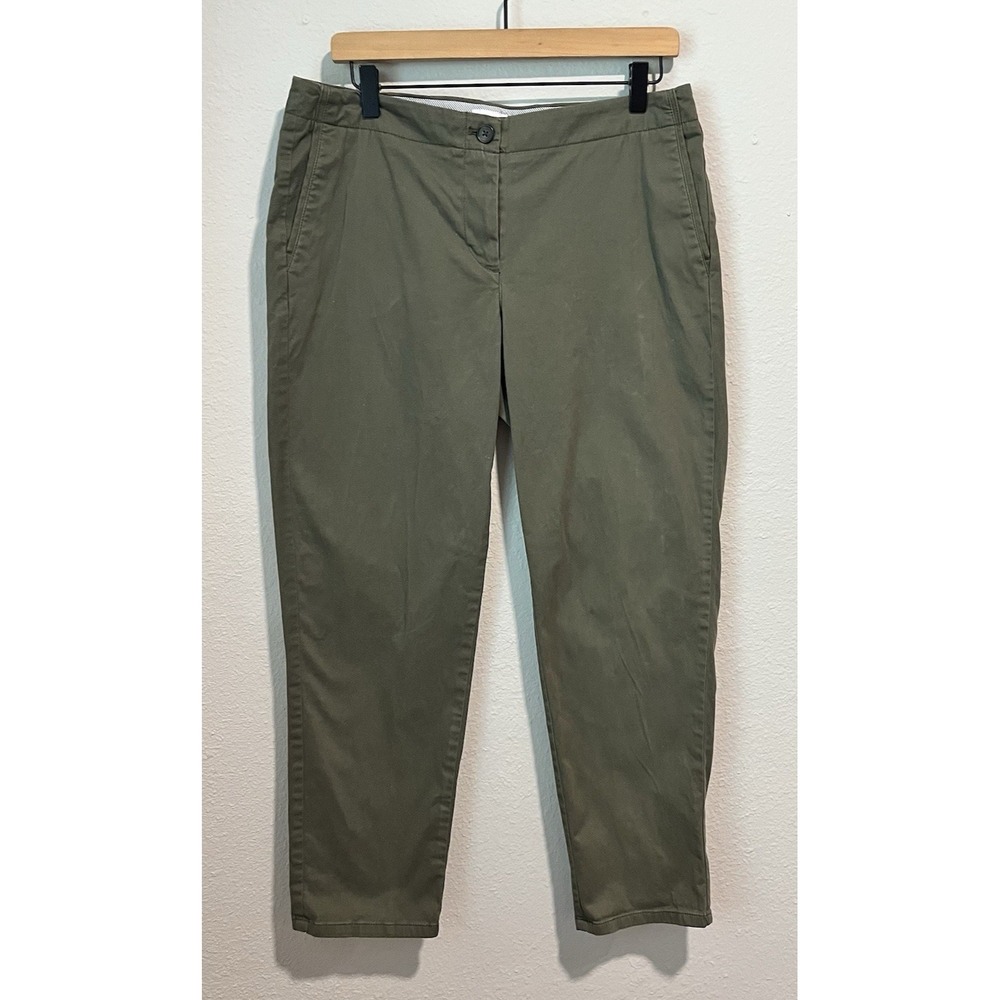 J. Jill Women's 12 Petite Live-In Chino Tapered Pants Olive Green Boho Capsule
